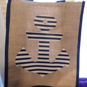 Burlap Anchor Tote Bag 13X16 - NWOT - Grocery -